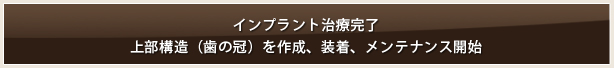 インプラント治療完了:上部構造(歯の冠)を作成、装着しメンテナンス開始